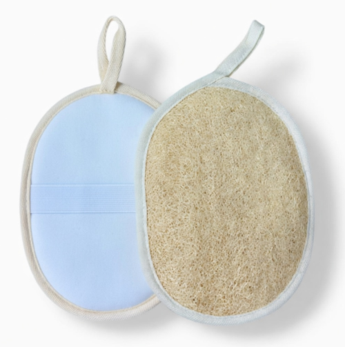 Wholesale oval loofah bath sponges in various sizes for professional exfoliation and skincare.