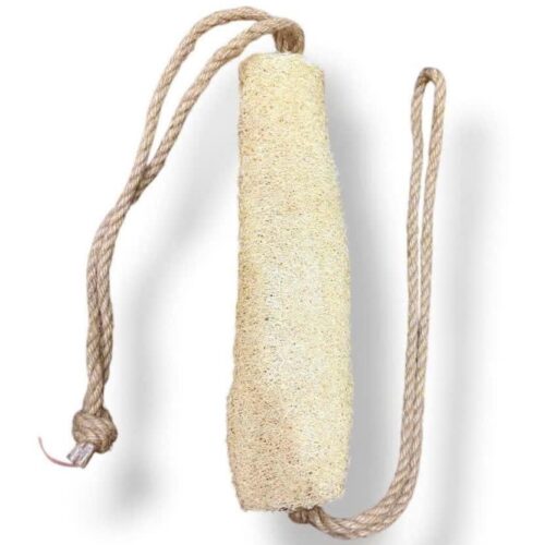 Premium wholesale whole loofah back scrubber strap featuring a full natural fruit for deep exfoliation.